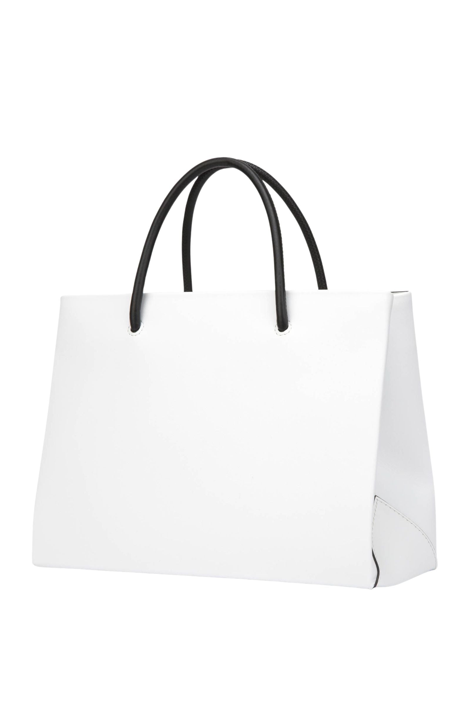 White Soft Calfskin Small Shopper Bag