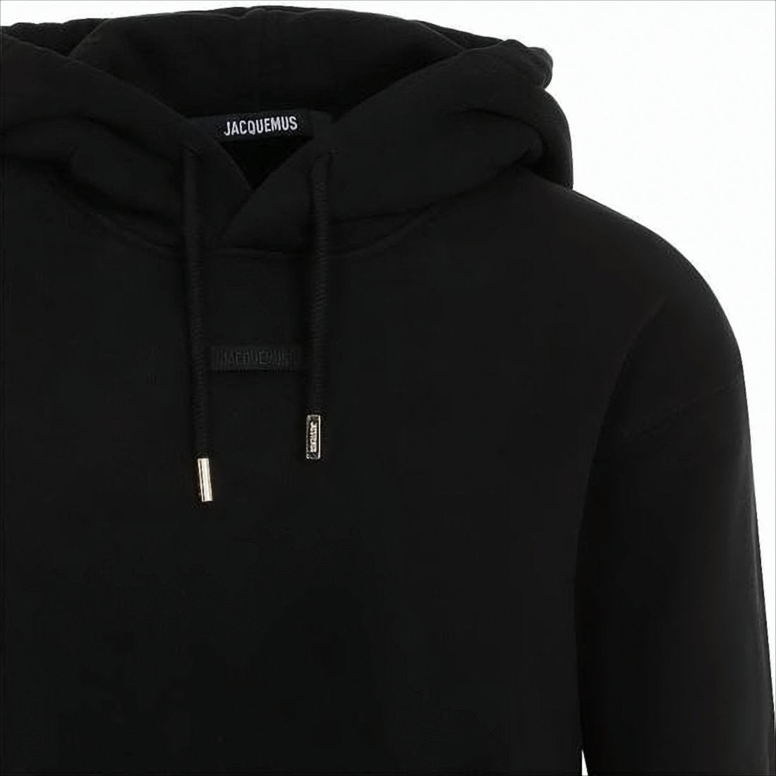 Minimalist Black Hoodie with Metallic Drawstring Tips