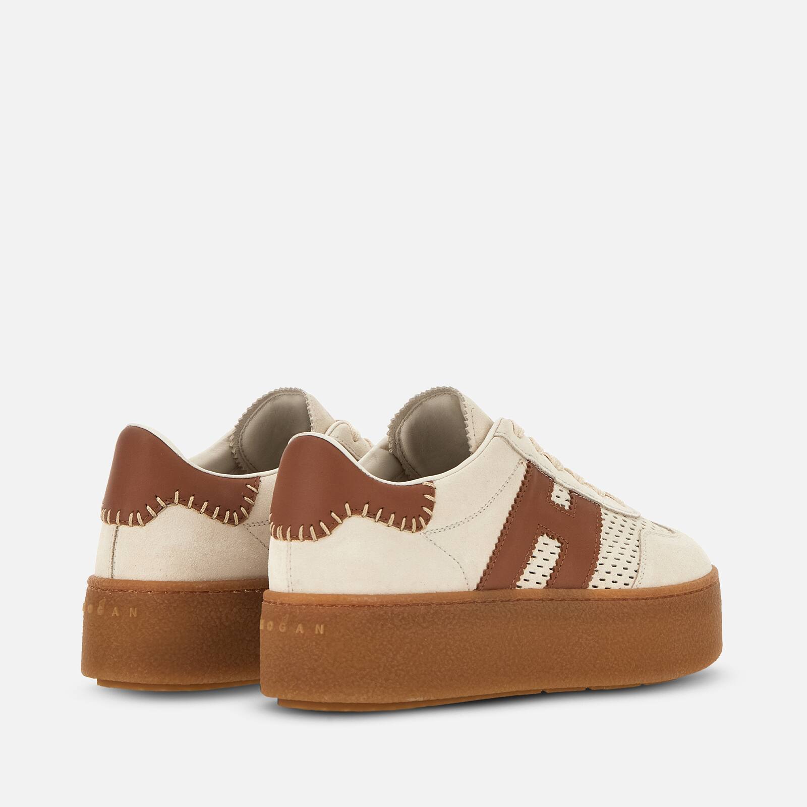 Beige Brown Cool H698 Allacciato H Perforated Sneakers