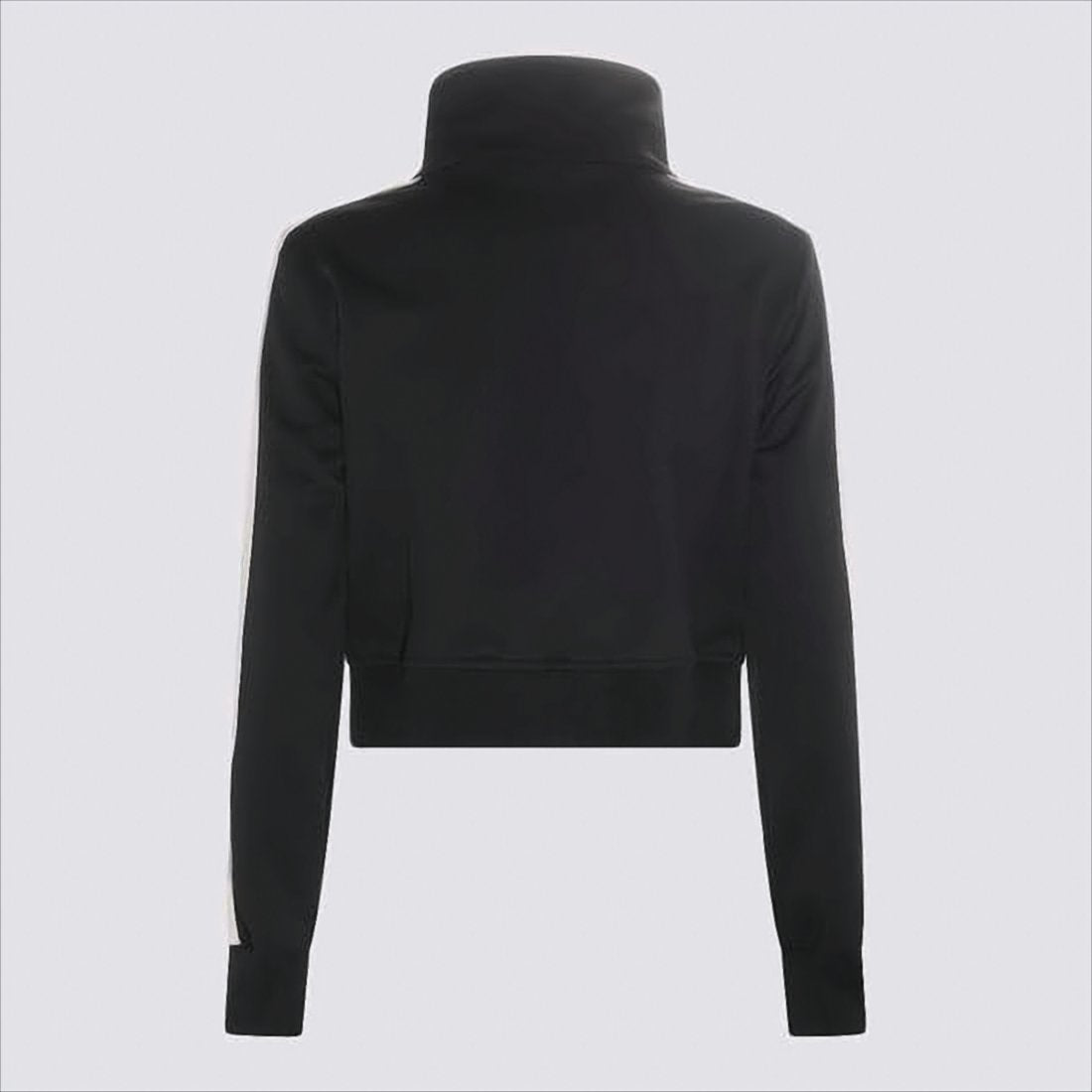 Cropped Black Jacket with High Stand Collar