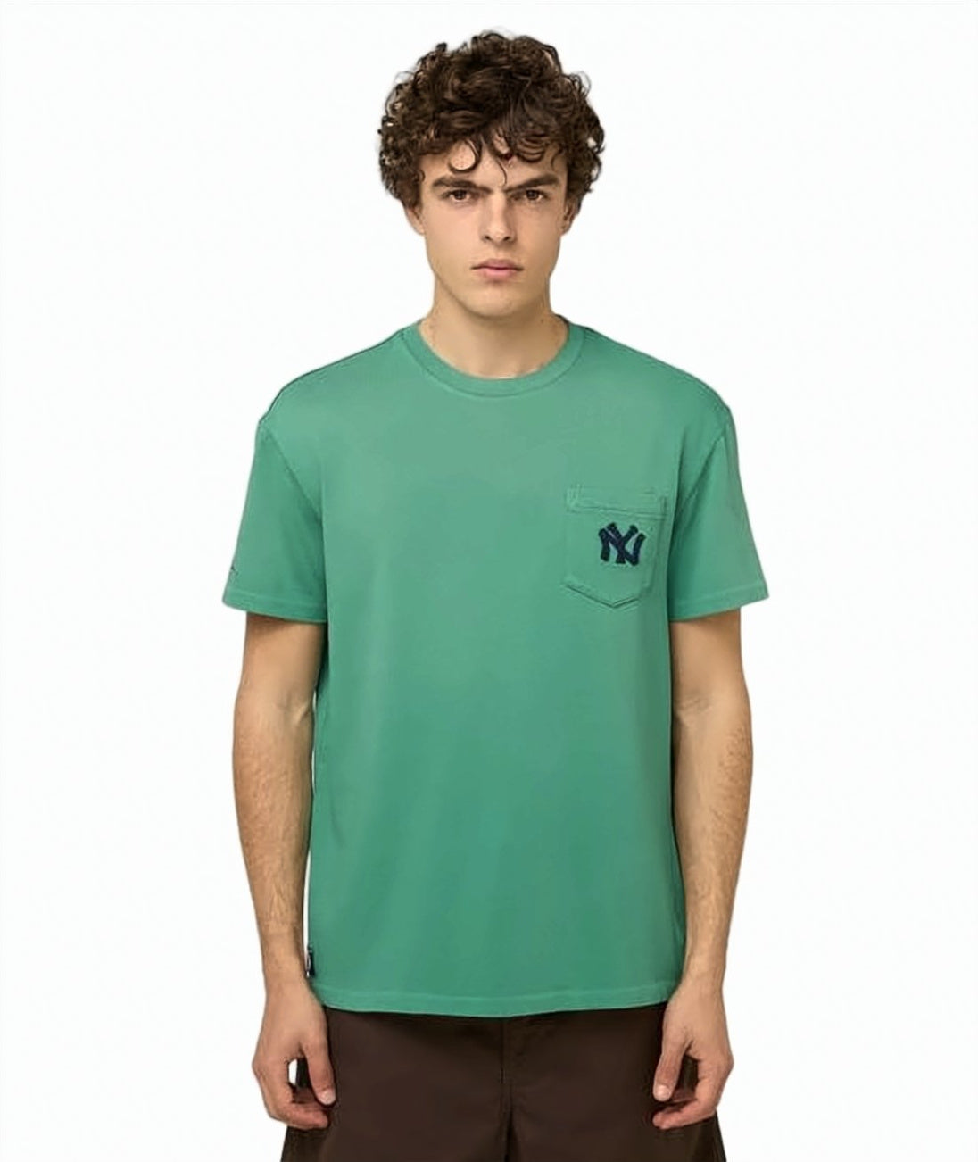 Solid Green Short-Sleeve T-Shirt with Textured Fabric