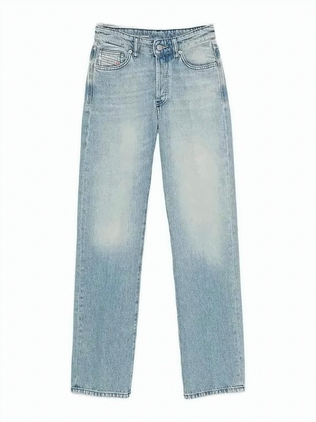 Light Blue Straight-Leg Cotton Denim Pants