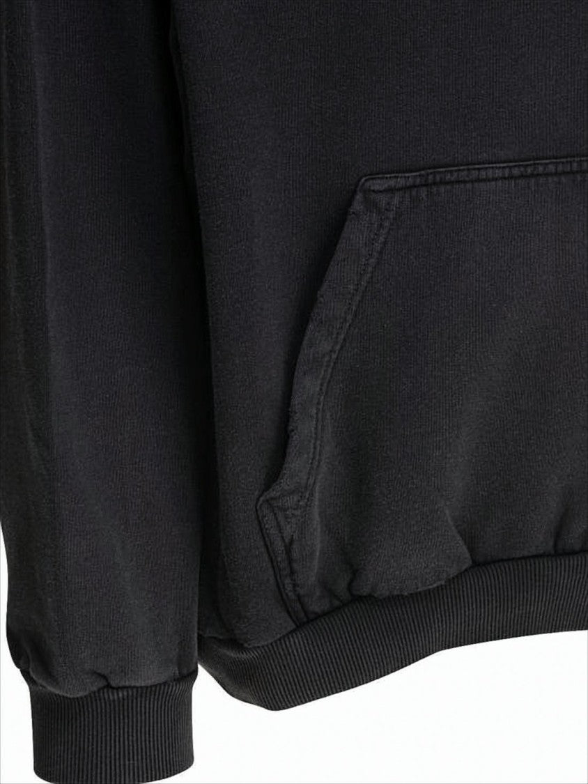 Relaxed Fit Black Hoodie With Embroidered Logo Detail