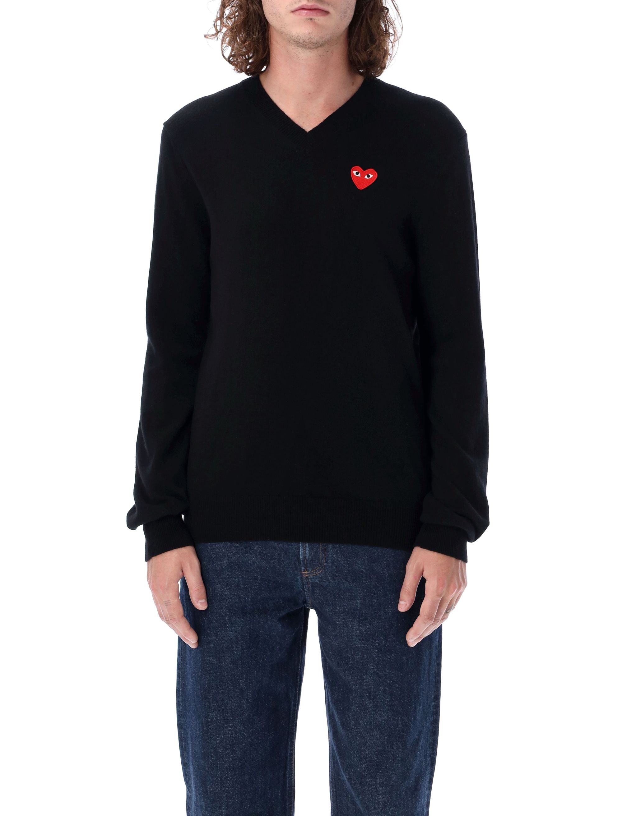 Red Heart Patch V-Neck