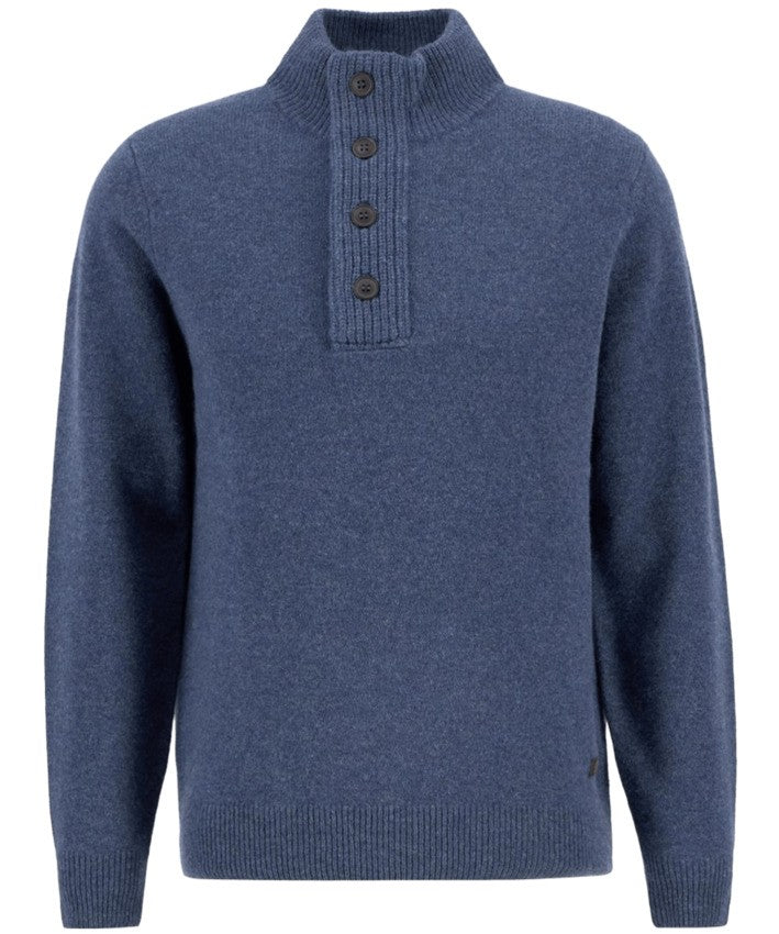 Ribbed Funnel Neck Wool Sweater