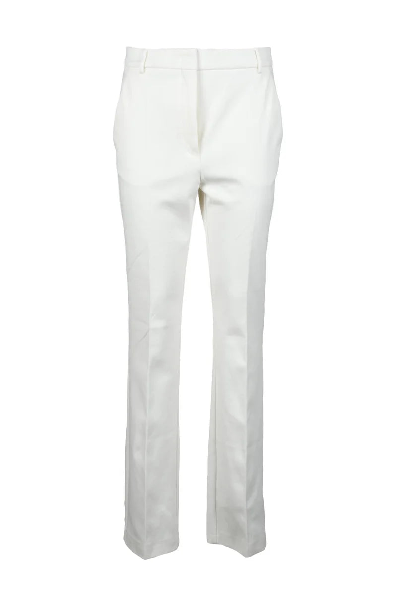 Tailored White Trousers with Mid-Rise Waist
