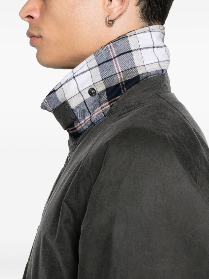 Timeless Gray Jacket with Contrasting Plaid Collar