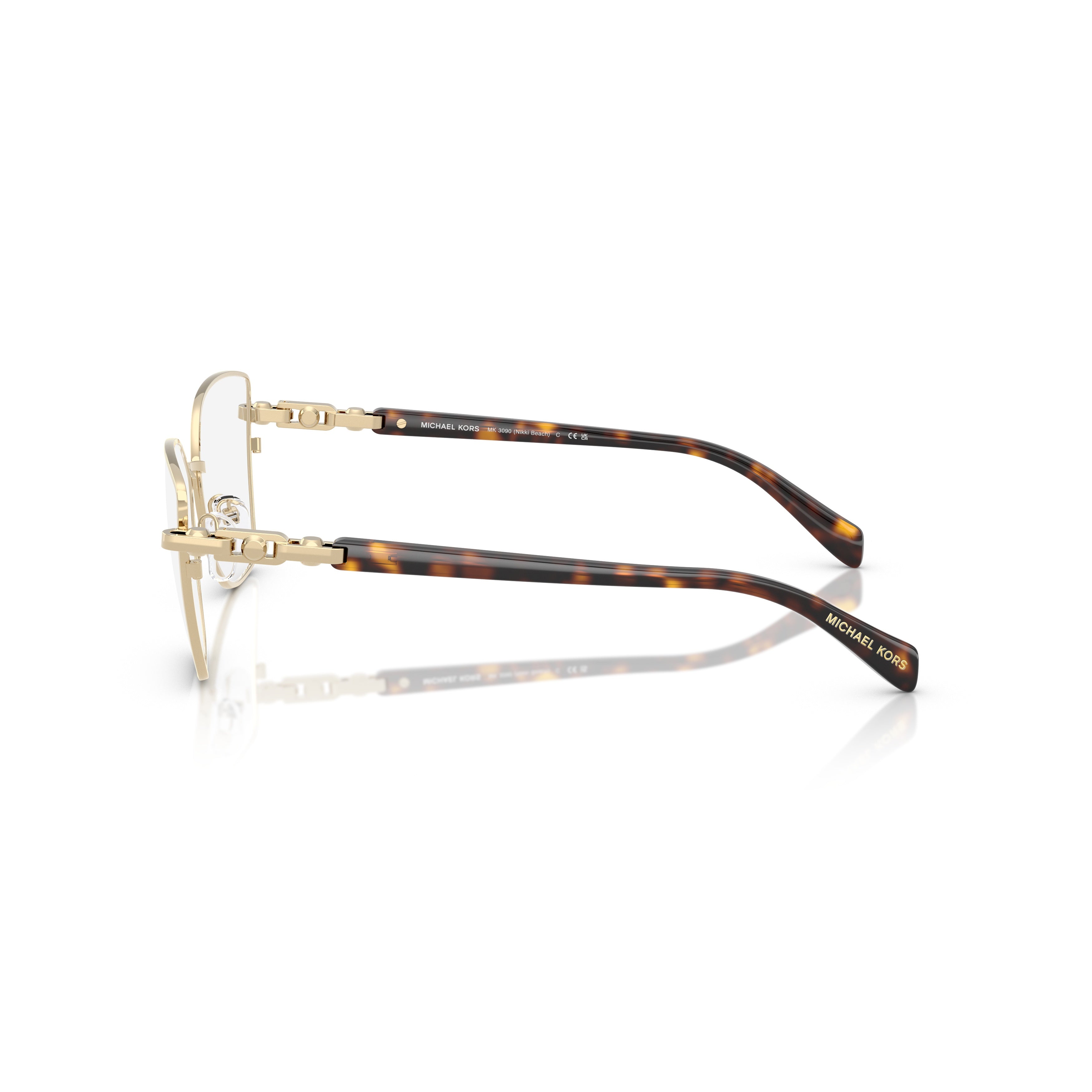 0mk3090 Rounded Square Gold-Finish Eyeglasses with Tortoiseshell Temples