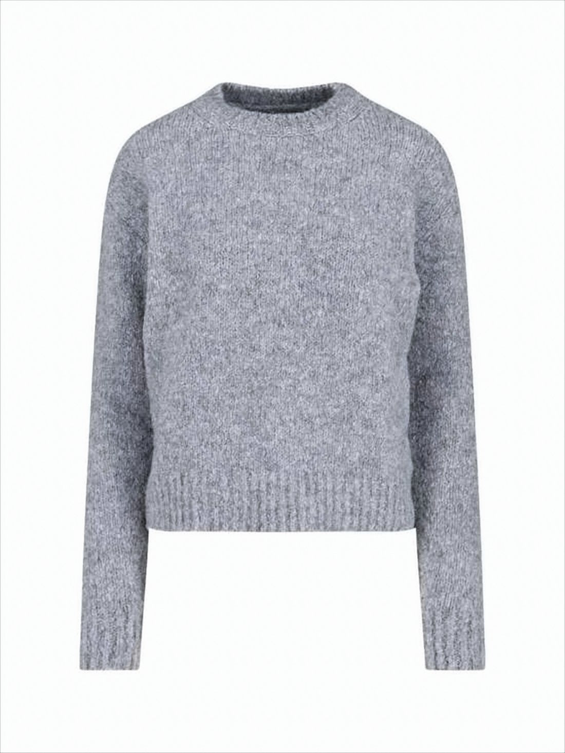Cropped Knit Sweater with Clock-Inspired Design