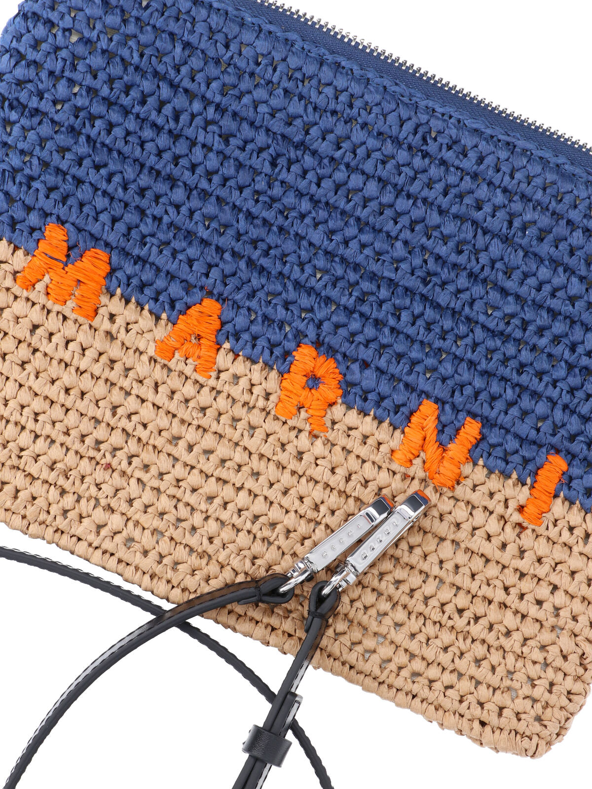 Blue Seaside Two-Tone Raffia Pouch