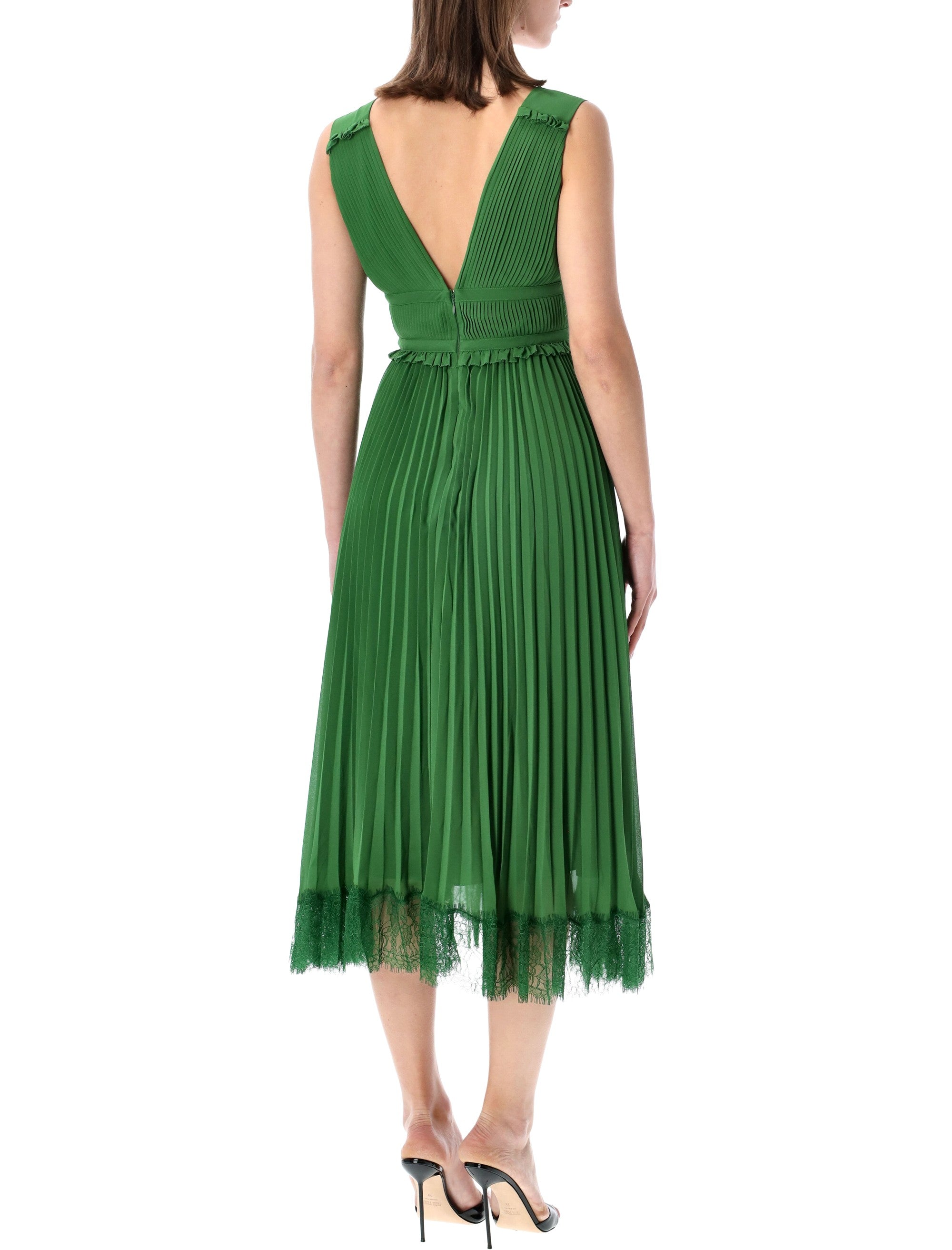 Green Chiffon Midi Dress