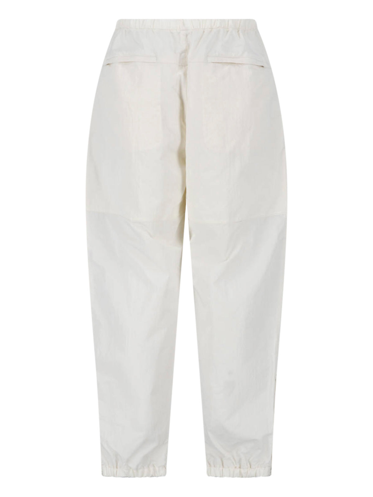 Cream Wide-Leg Mid-Rise Drawstring Trousers