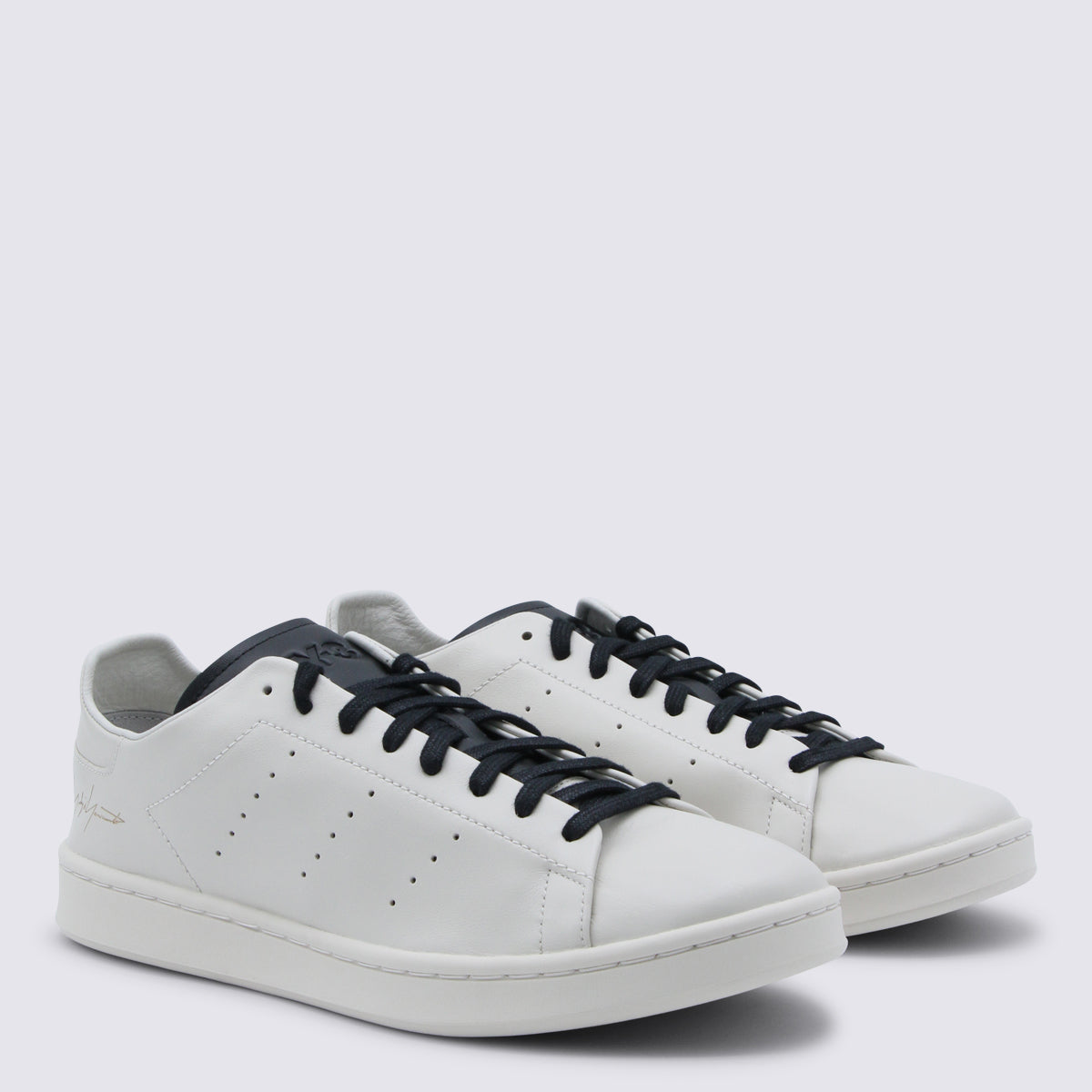 Beige Leather Low-Top Sneakers