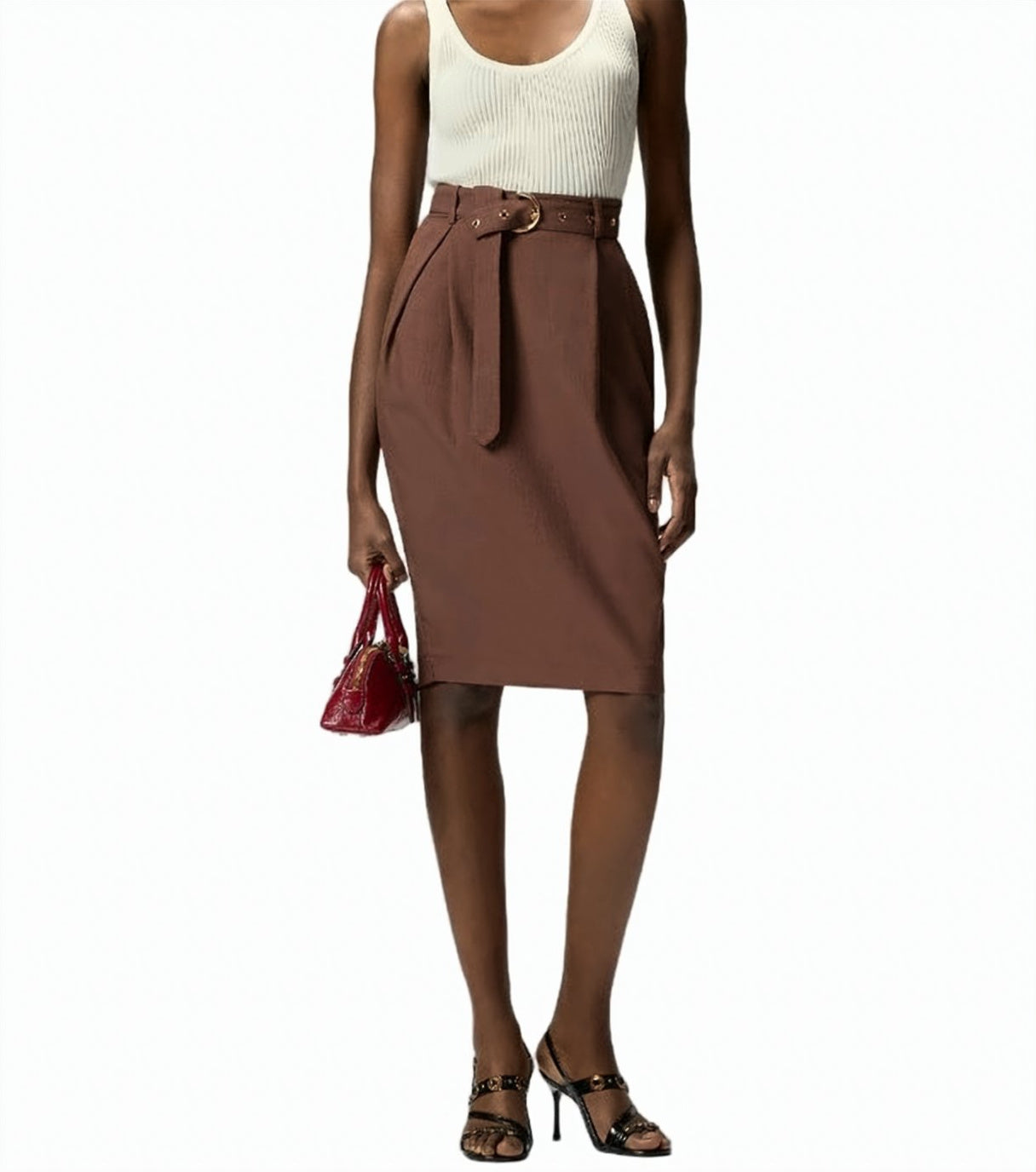 Edwena Linen Effect Midi Skirt
