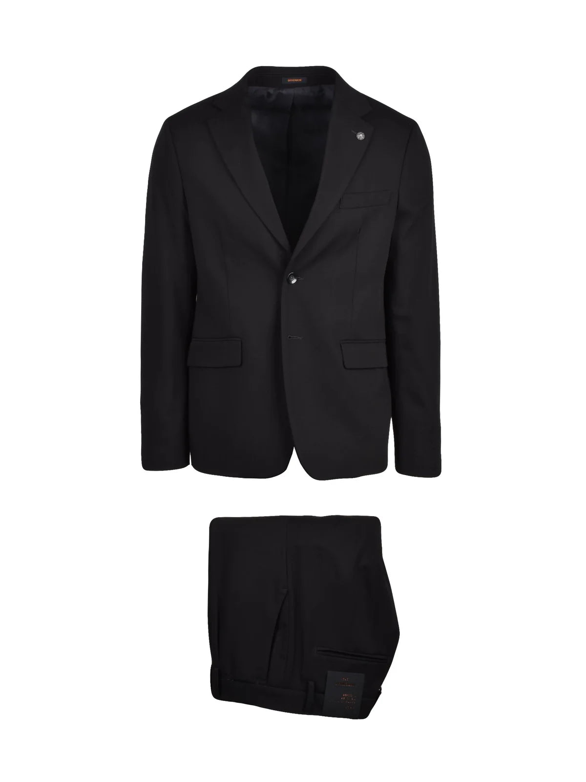 Black Polyester Viscose Wool Elastane Men Suit