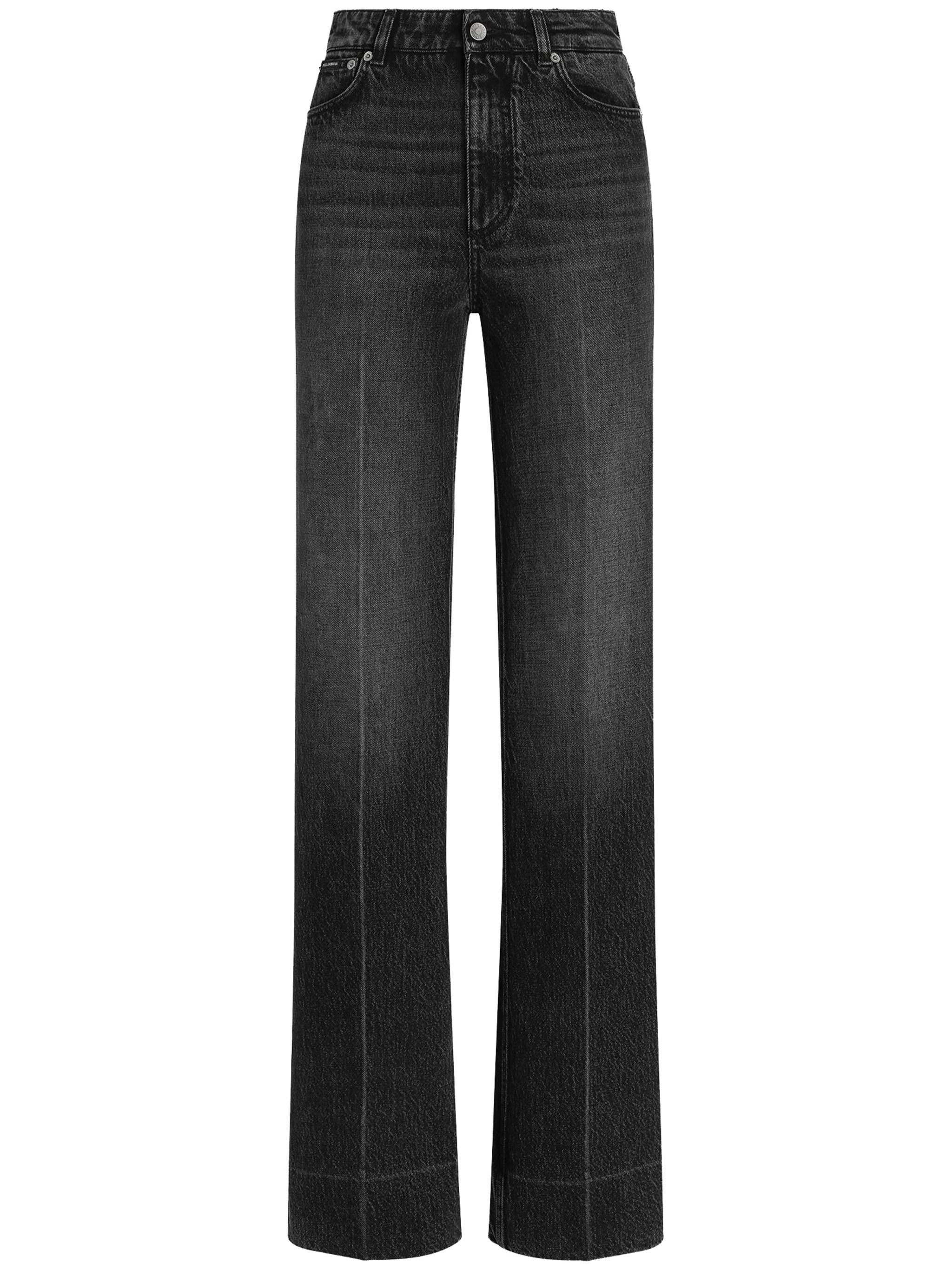 High-Waisted Wide-Leg Washed Black Jeans