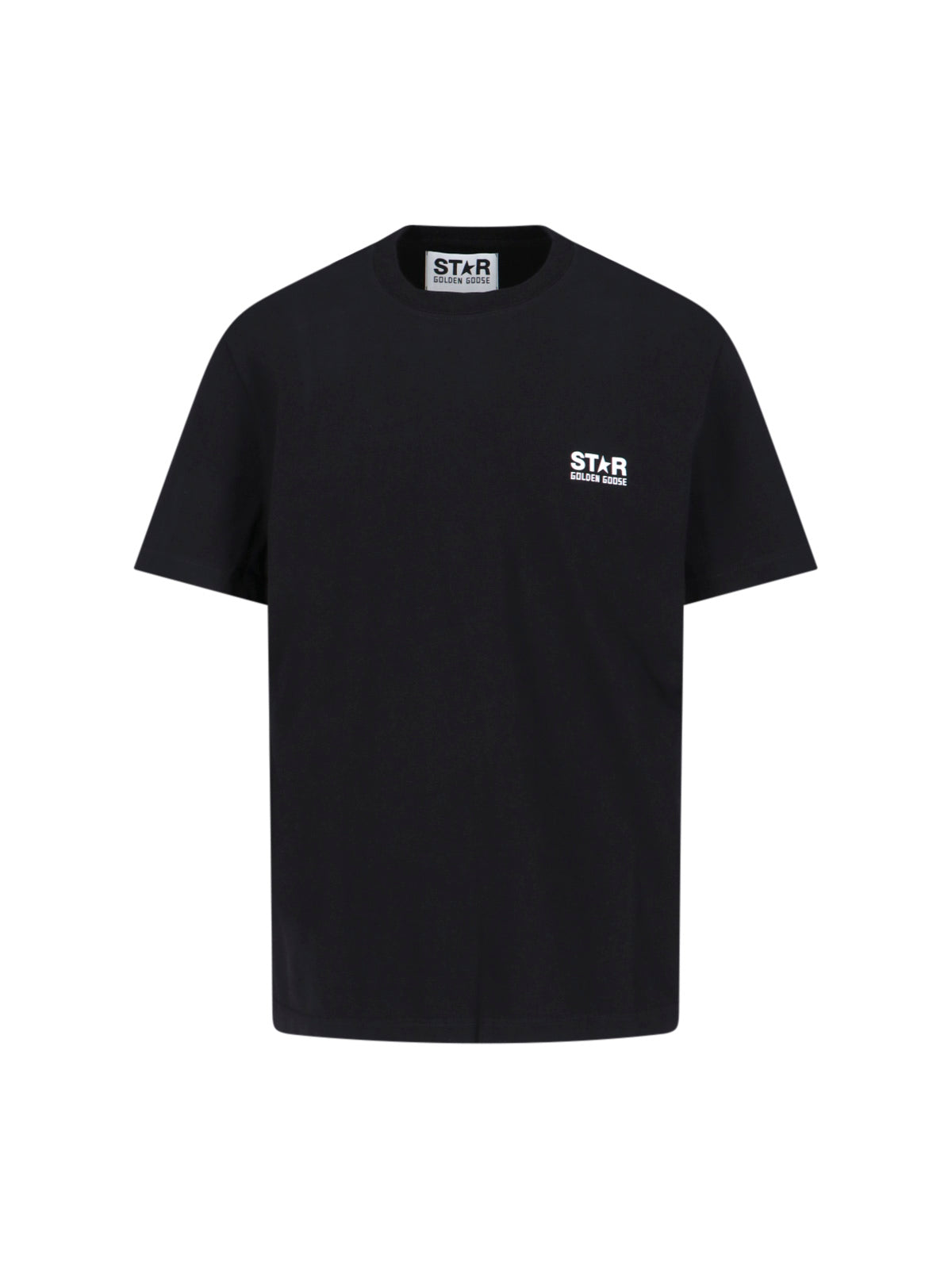 T-Shirt, In Black Cotton, Crew Neck, Short Sleeves