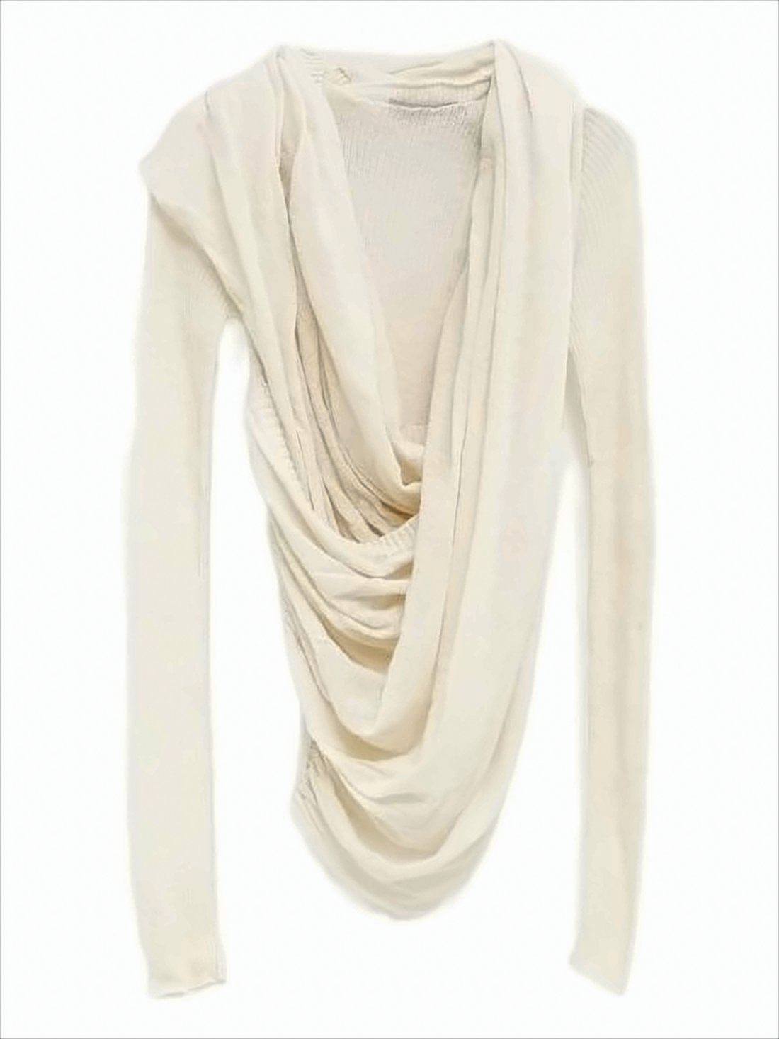 Draped Cowl Neck Sweater in Textured Knit
