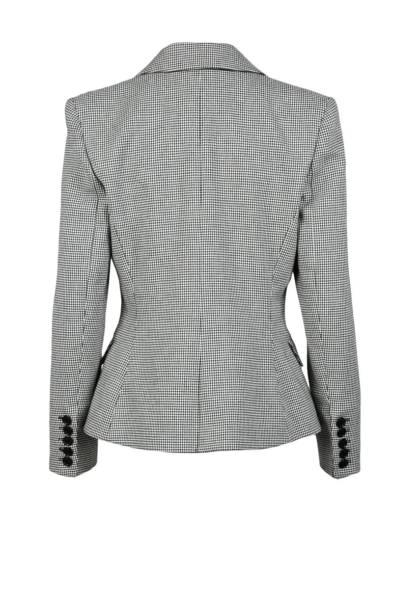 Double-Breasted Viscose Wool Jacket - Black/White