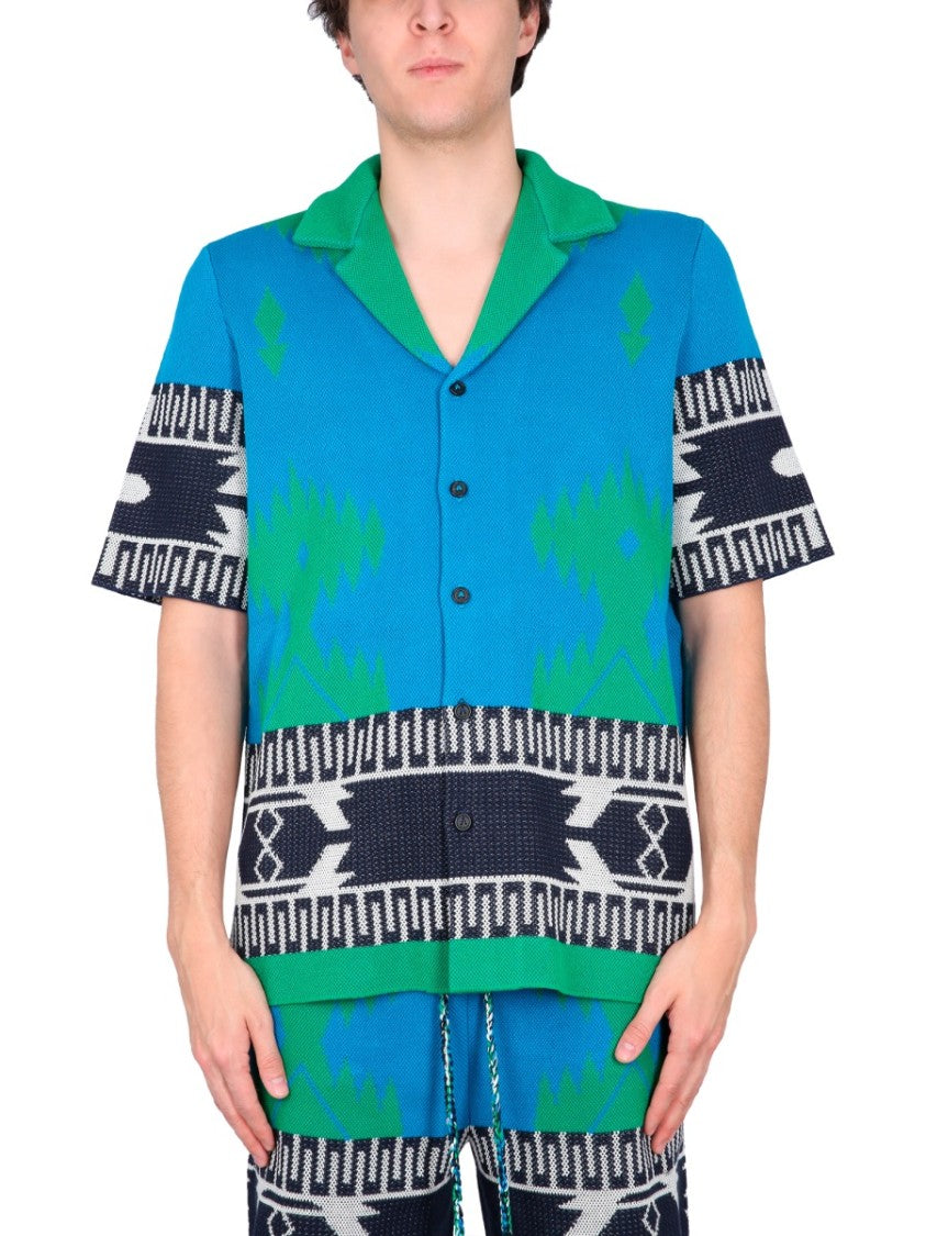 Jacquard Shirt With Bowling Collar