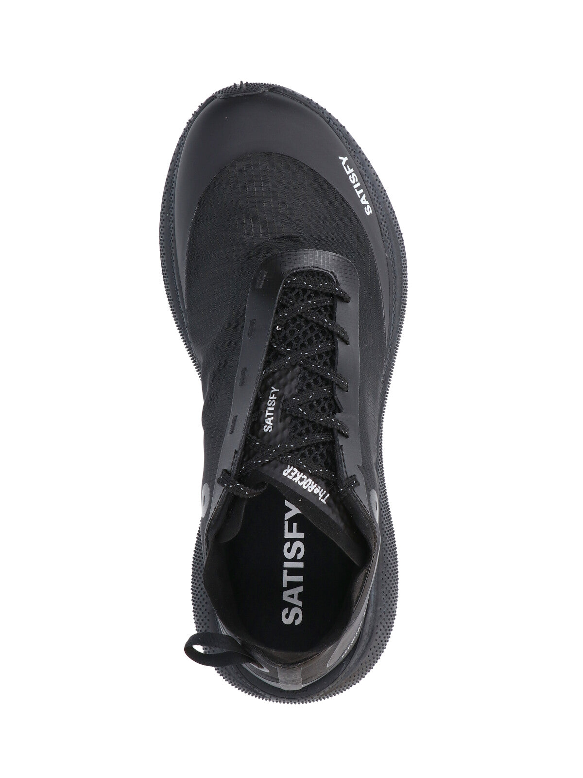 Black Streamlined Semi-Translucent Fabric Sneakers