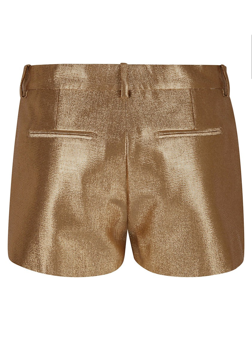 Textured Golden Shorts With Tailored Design
