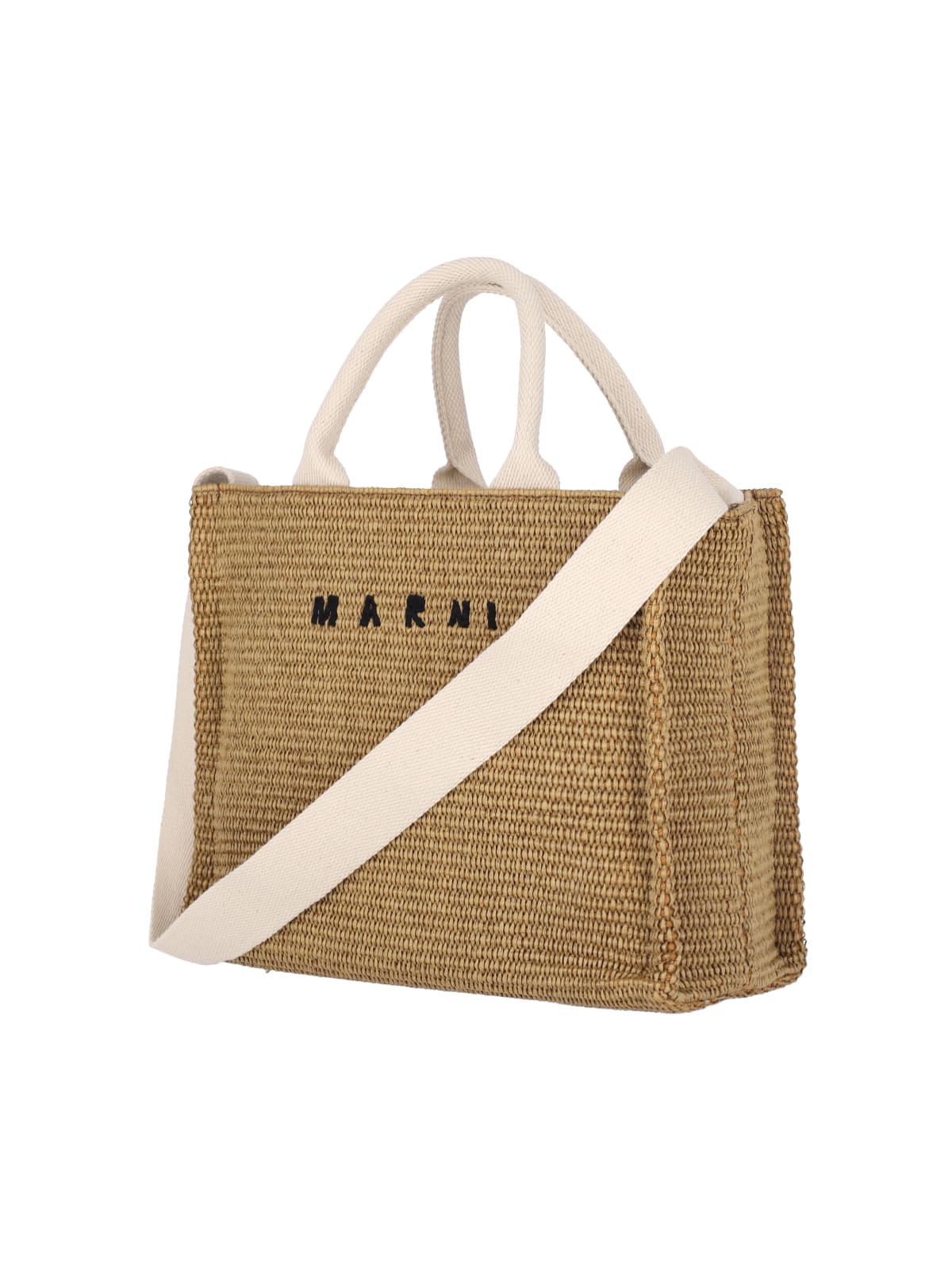 "East/West" Small Tote Bag, In Brown Cotton Blend