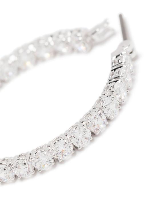 Round-Cut Crystal Hoop Earrings In Polished Metal Frame