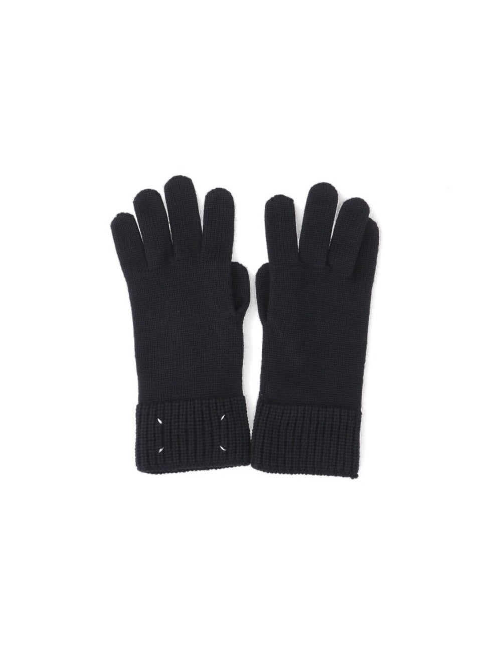 Black Knit Gloves With Ribbed Cuffs And Logo Embroidery