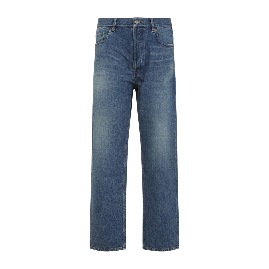 Straight-Leg Denim Jeans In Medium Blue Wash