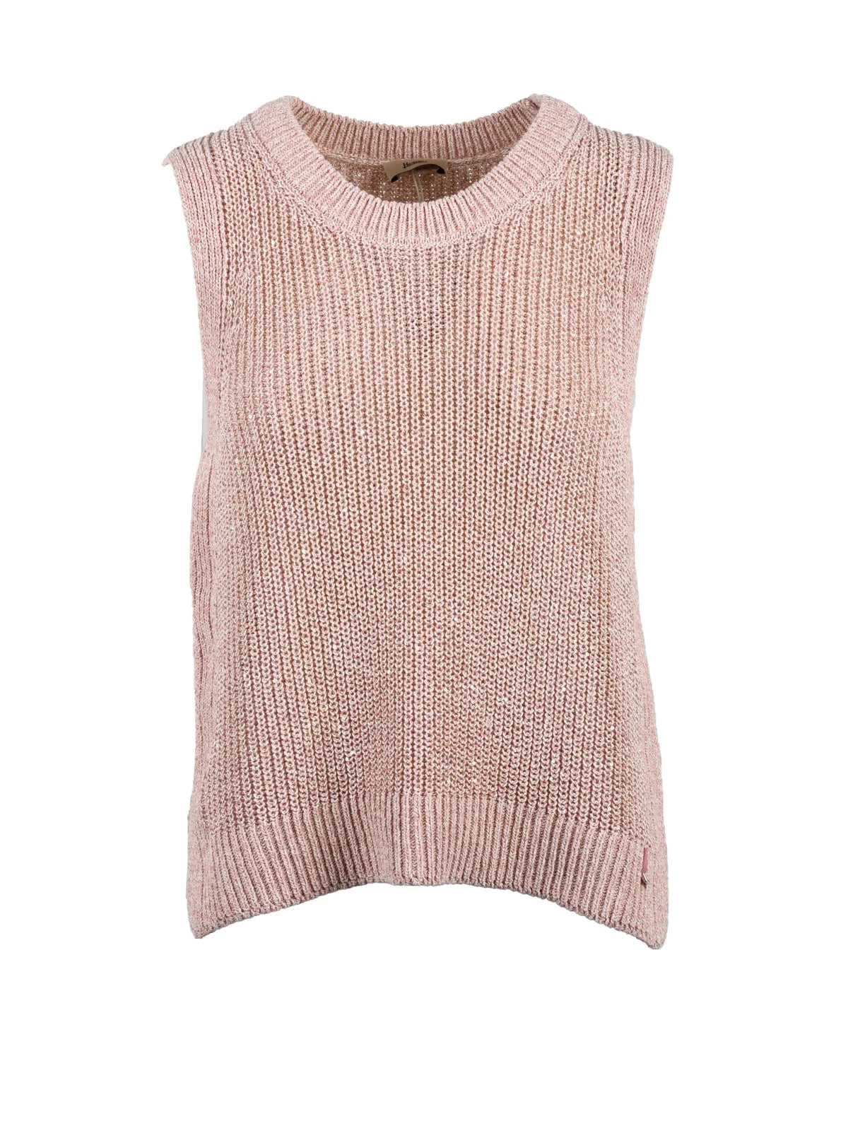 Beige Pink Polyester Cotton Viscose Vest