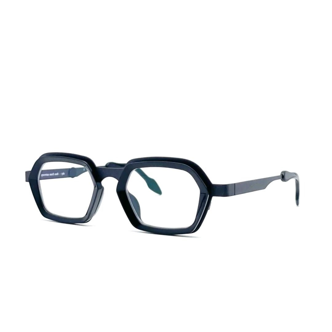Sky 001 Mm Black + Black Hexagonal Frame Sunglasses with Metal