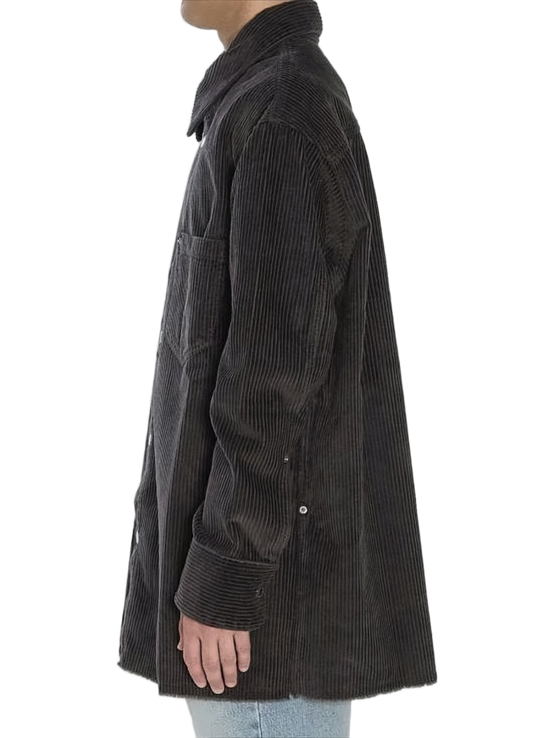 Corduroy Velvet Oversized Side-Slit Shirt