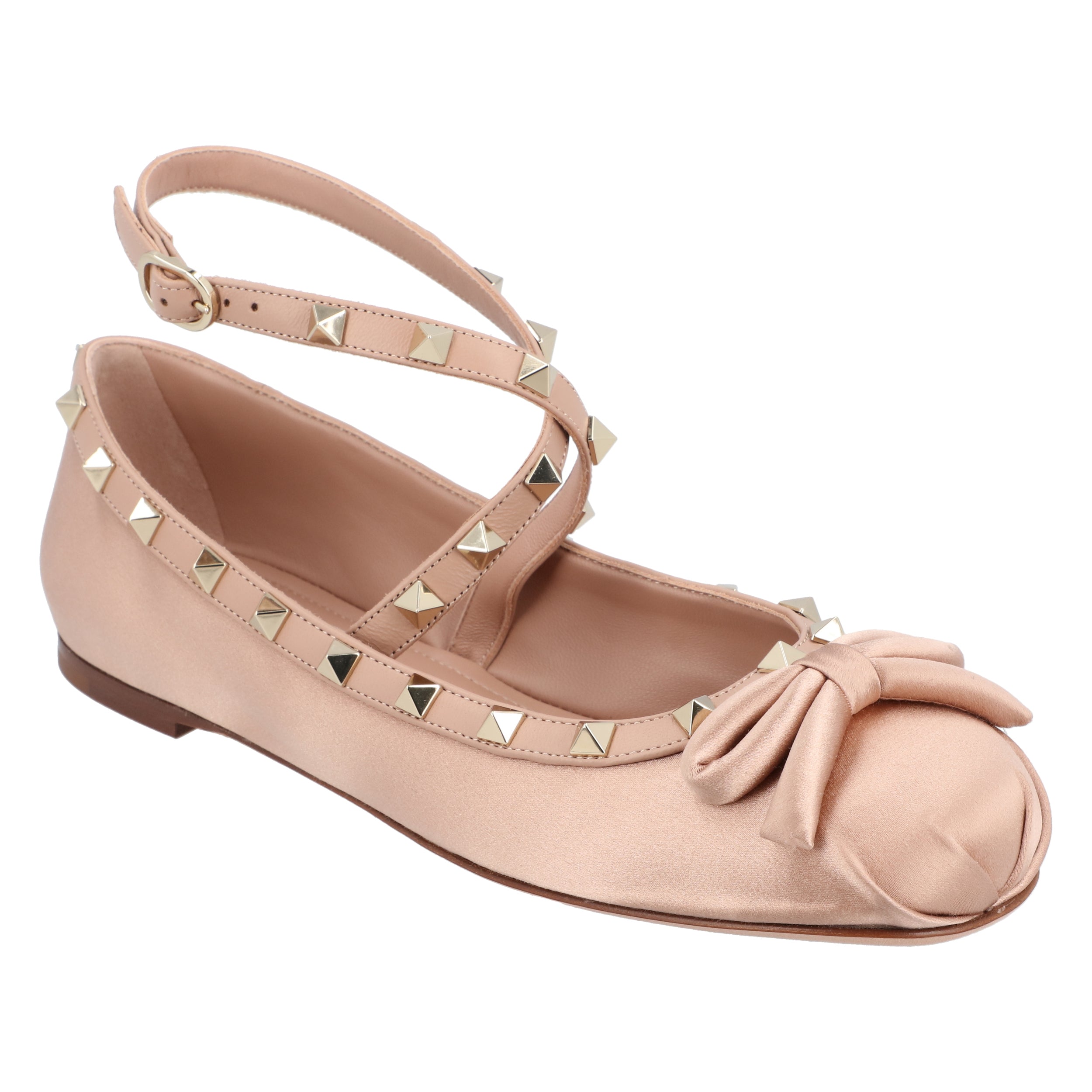 Rockstud Satin Ballerinas Pink