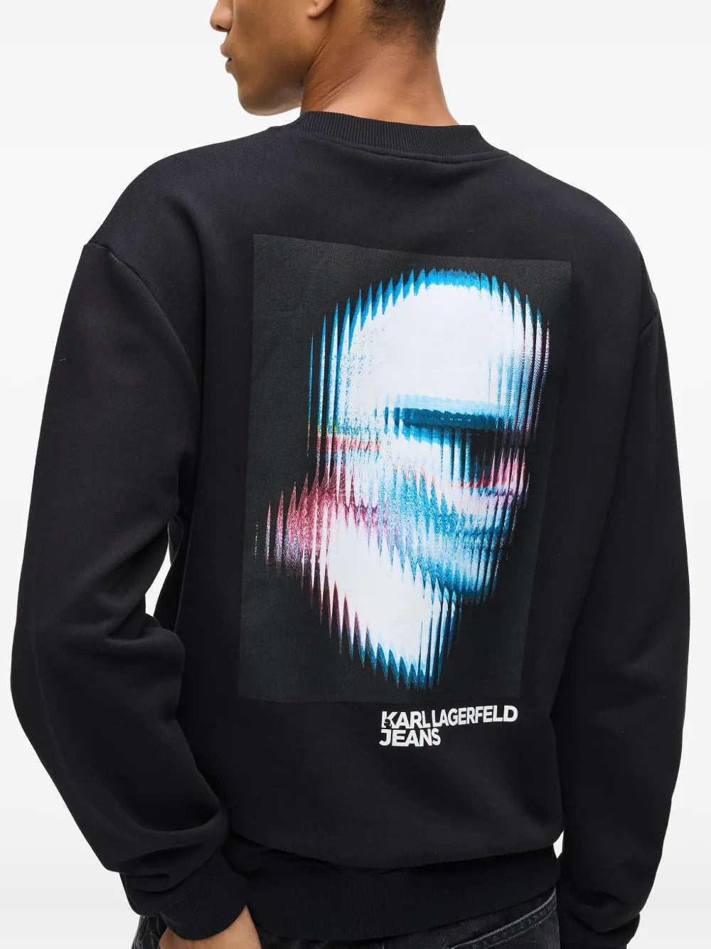 Crewneck Sweatshirt with Graphic Print and Ribbed Detail