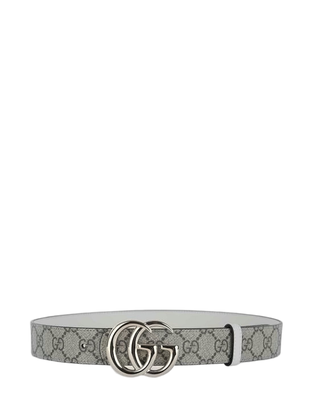 Grey Fabric Strap Belt with Double-G Buckle