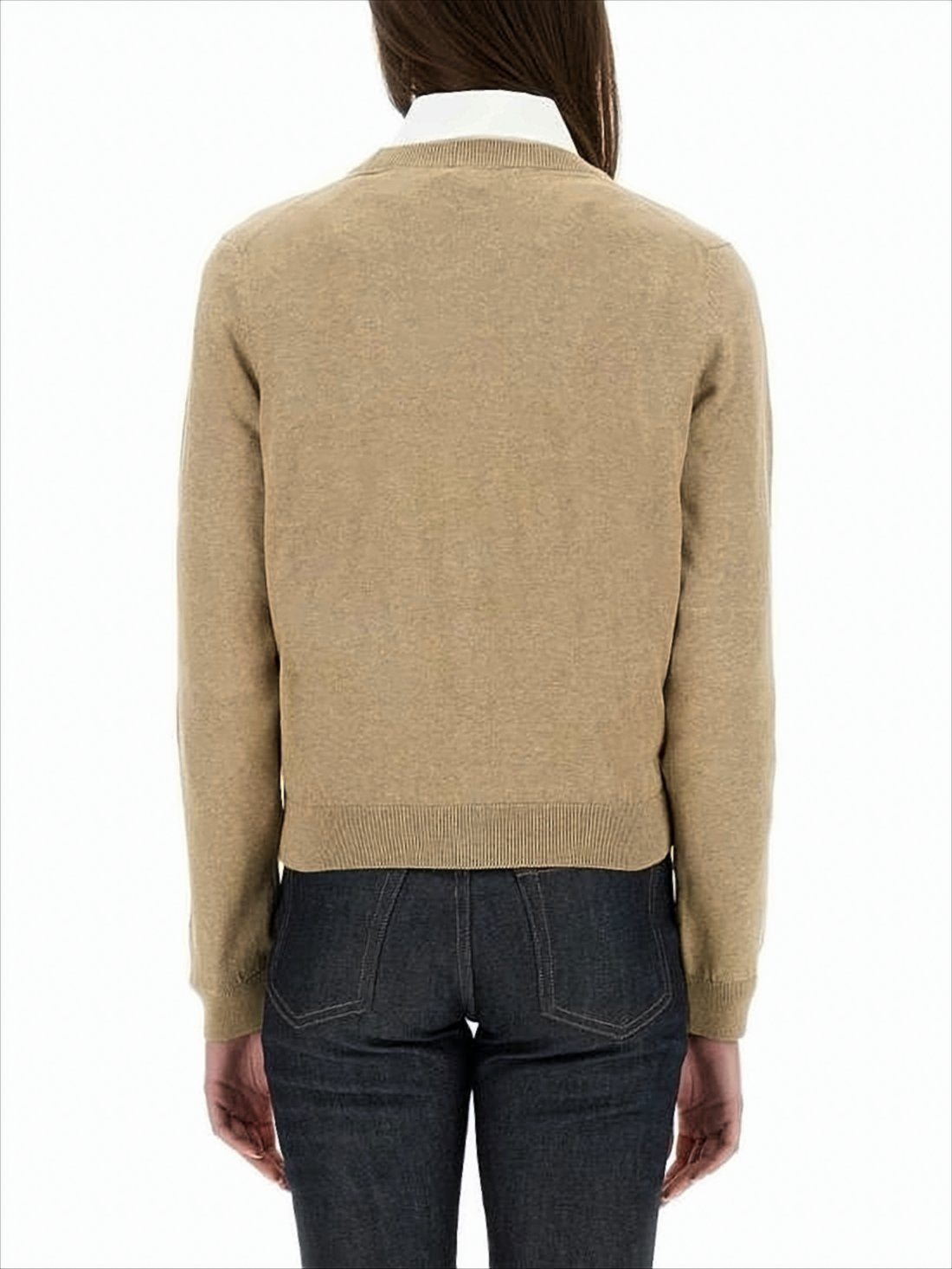 Cropped Brown Cardigan with V-Neckline