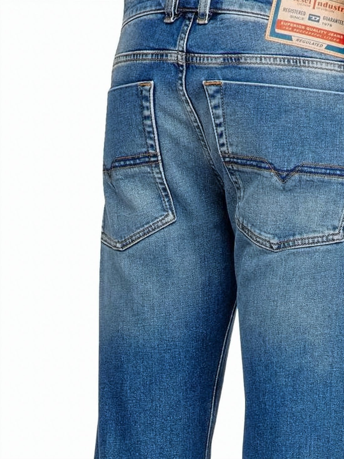 Straight-Leg Denim Pants in Medium Blue Wash
