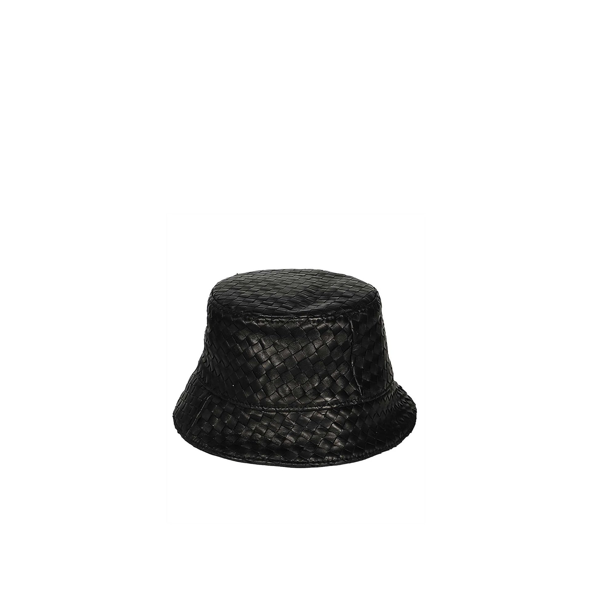 Intricately Woven Lamb Leather Bucket Hat