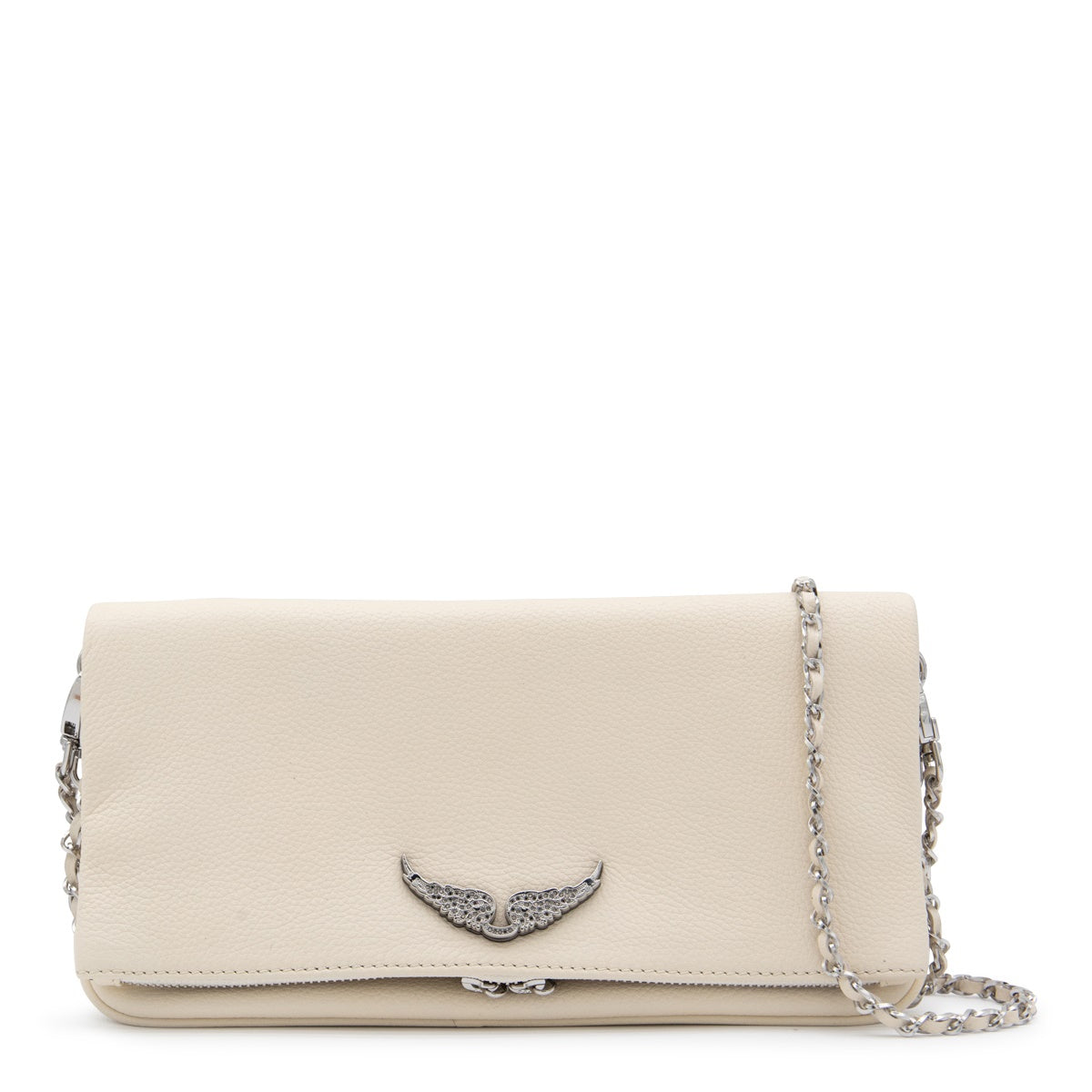Rock Nano Textured White Leather Shoulder Bag