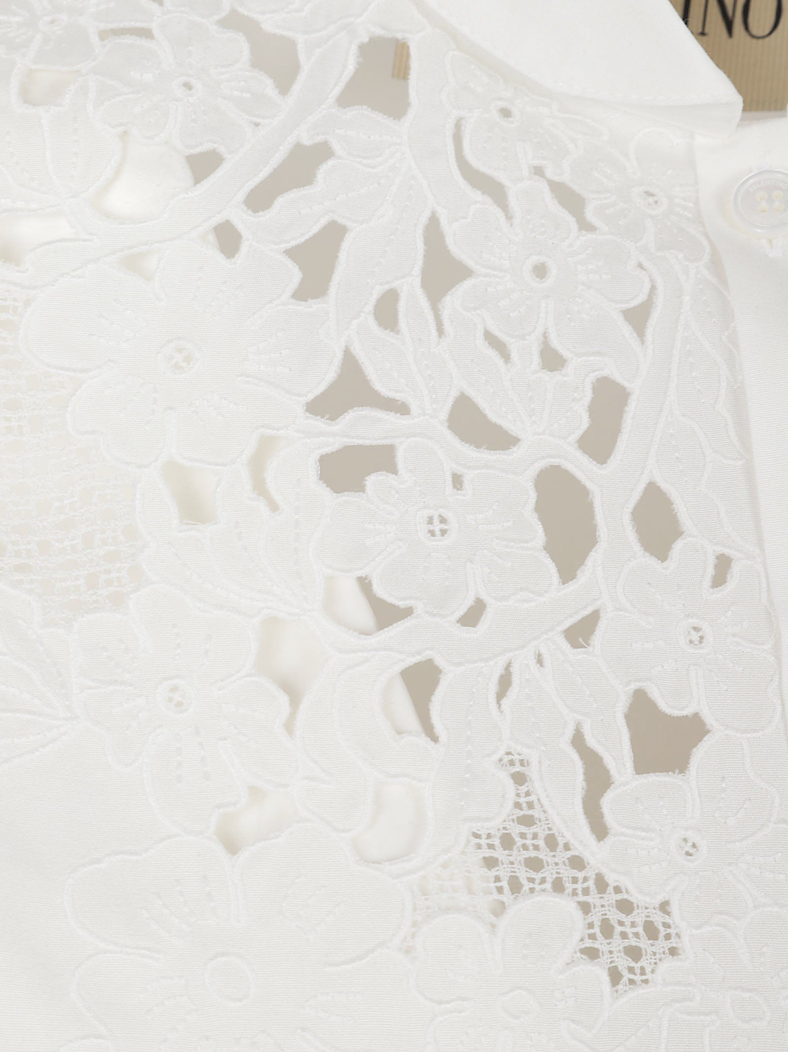 Cotton Poplin Shirt With Guipure Lace Embroidery