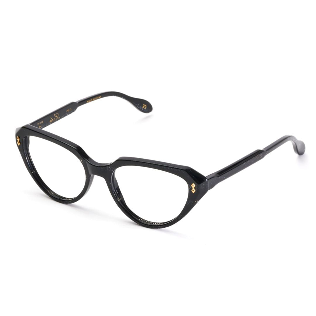 Lola Glamour Cat-Eye Black Frame Eyeglasses with Gold Accents