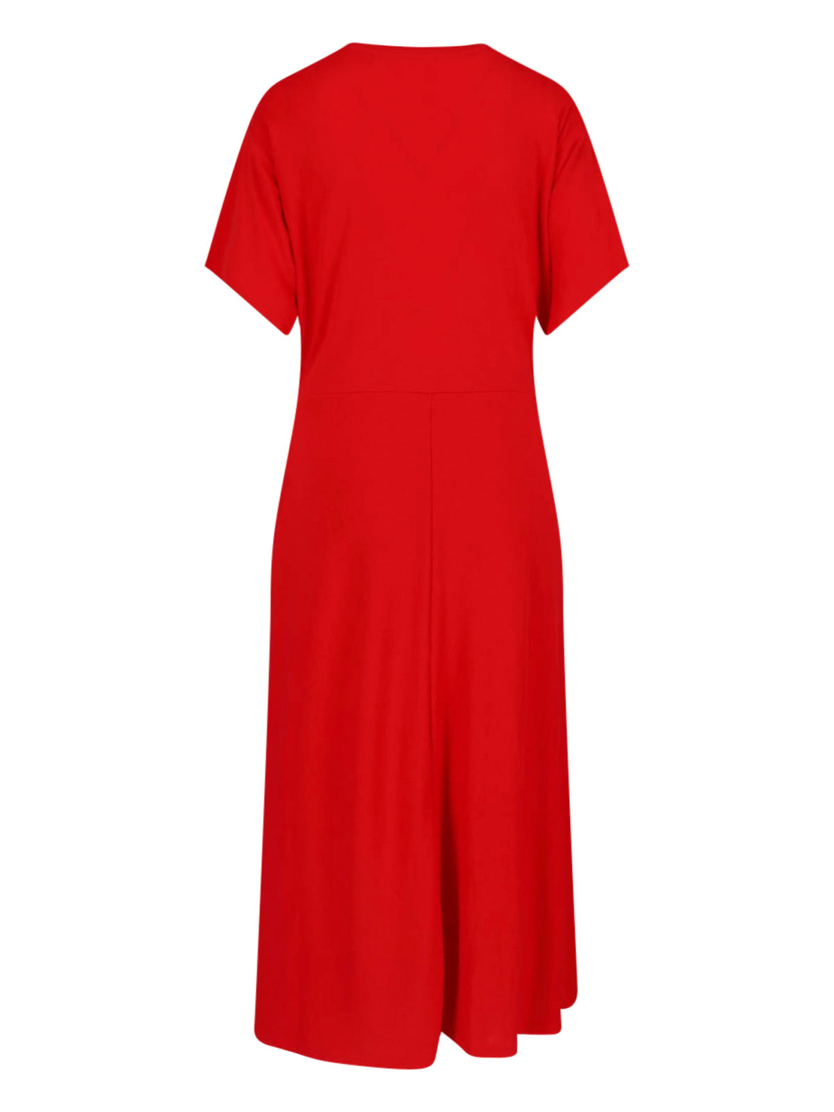 Red Gathered Detail Side Midi Dress