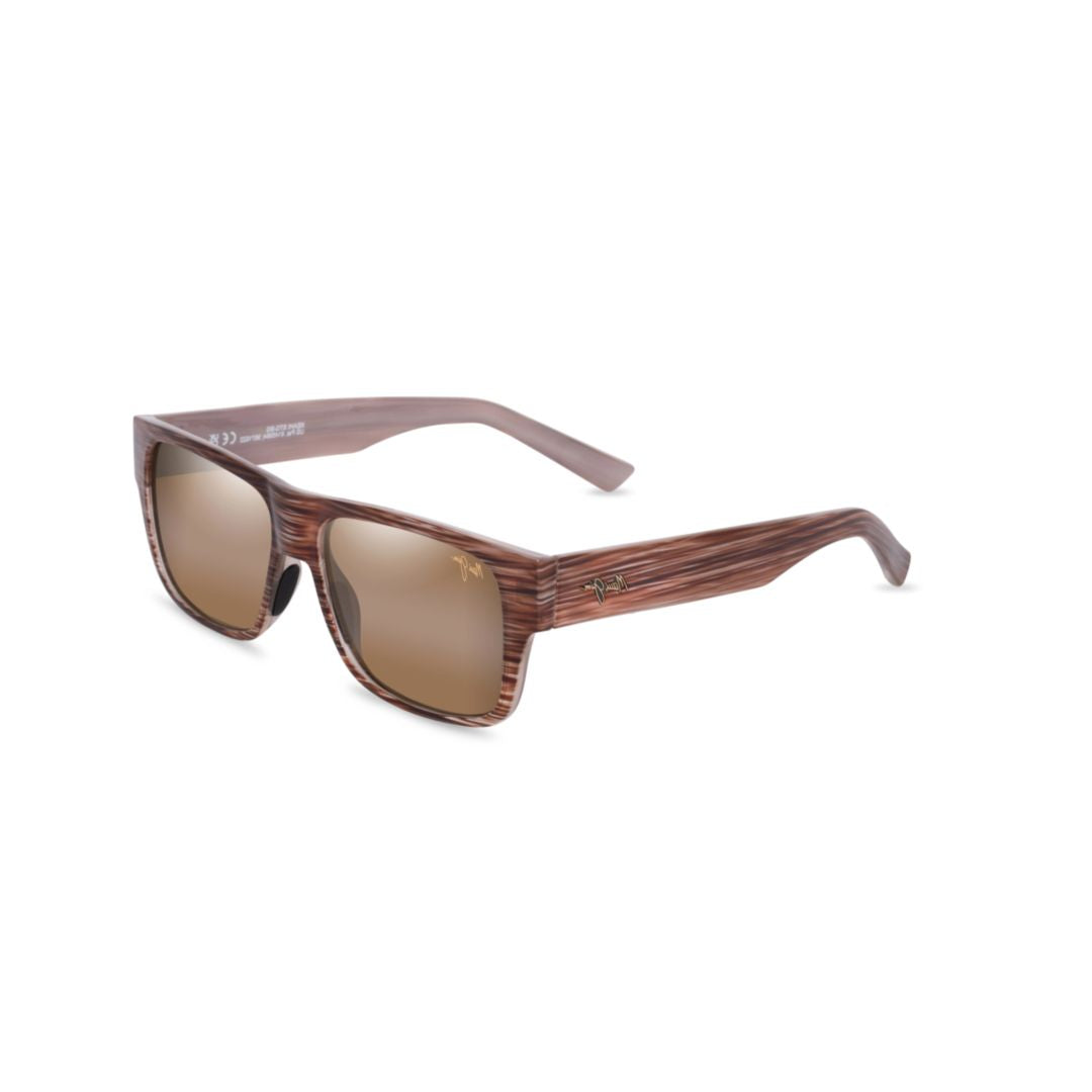Keahi Rectangular Woodgrain Sunglasses with Brown-Tinted Lenses