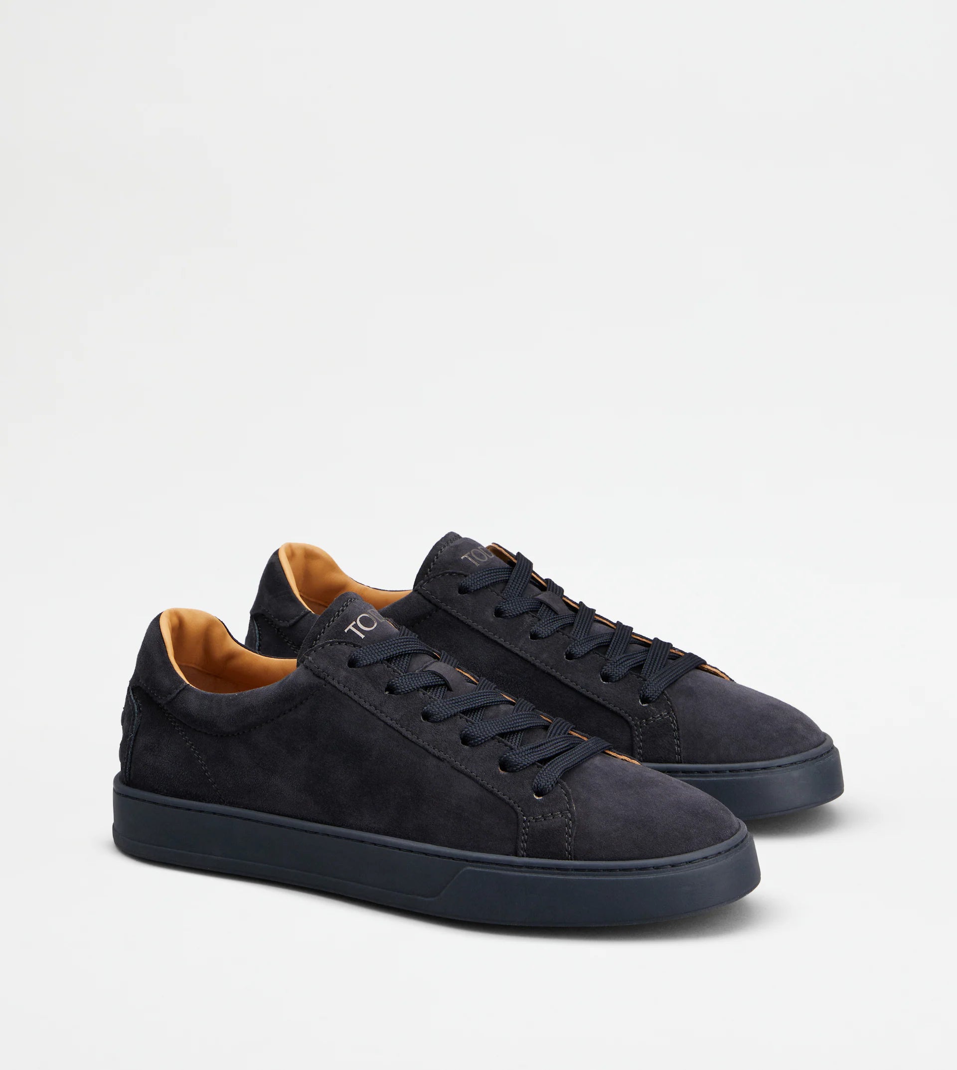 Refined Navy Blue Goat Leather Sneakers