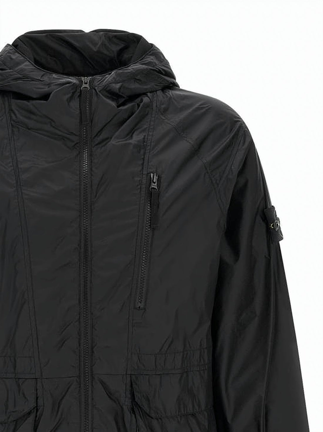 Lightweight Black Polyamide Jacket With Adjustable Features