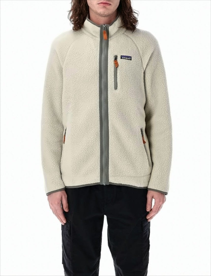 Textured Fleece Jacket with High Collar