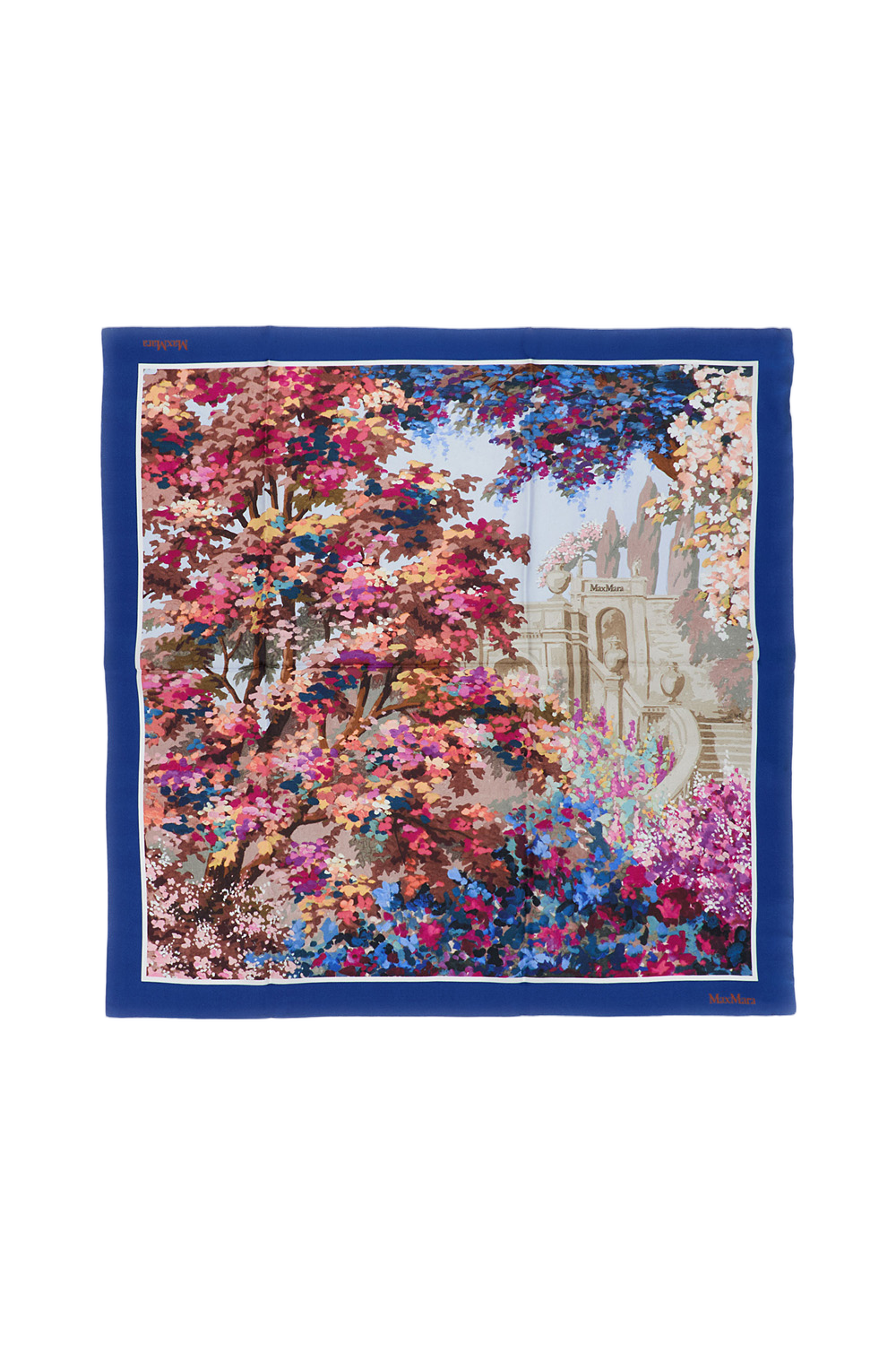Silk Scarf With Scenic Multicolor Print