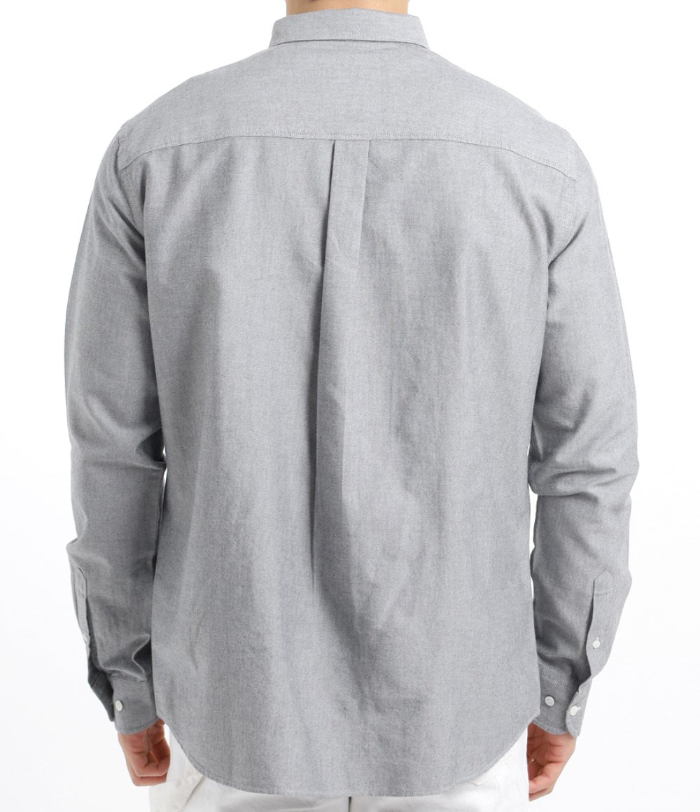 Long-Sleeve Grey Button-Down Shirt with Design