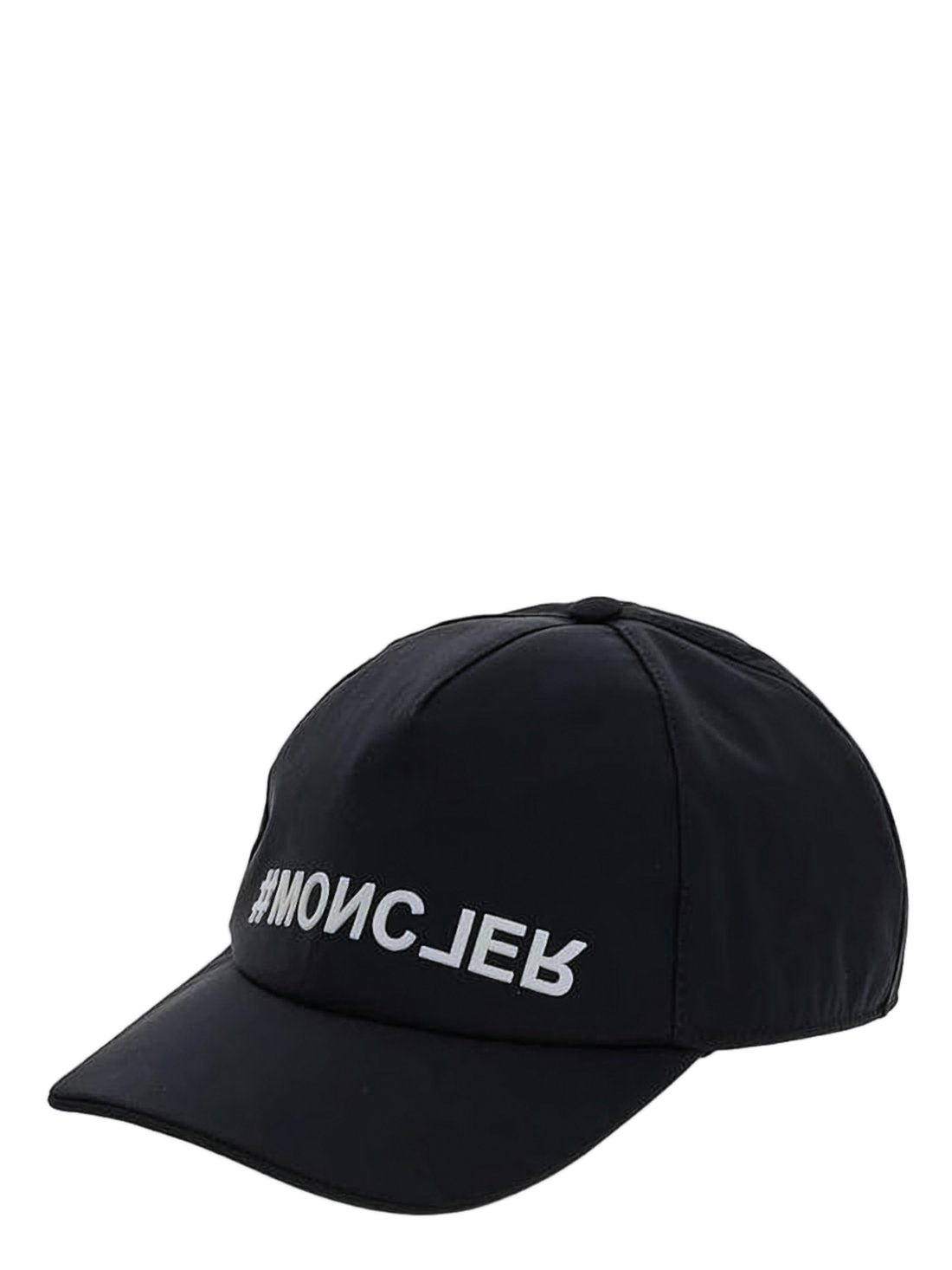 Structured Black Cap with Mirrored Text Detail
